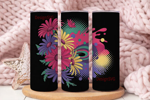 Retro Daisy Pop 20oz Tumbler Wrap Sublimation DesignSVG 