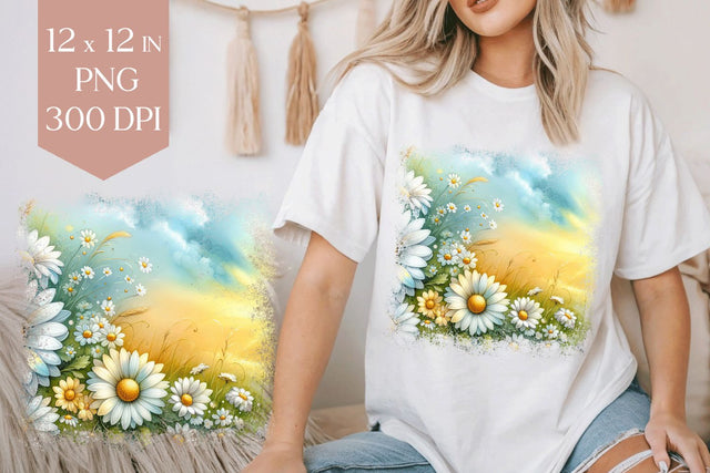 Retro Daisy Shirt PNG, Wildflower Sublimation Design Sublimation BijouBay 