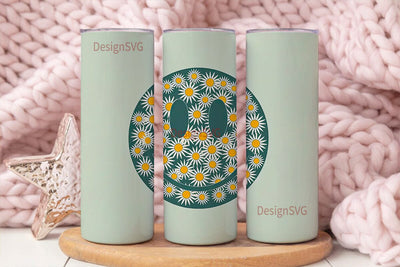 Retro Daisy Smiley 20oz Tumbler Wrap Sublimation DesignSVG 
