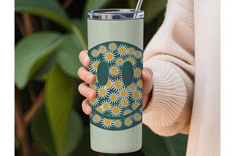 Retro Daisy Smiley 20oz Tumbler Wrap Sublimation DesignSVG 