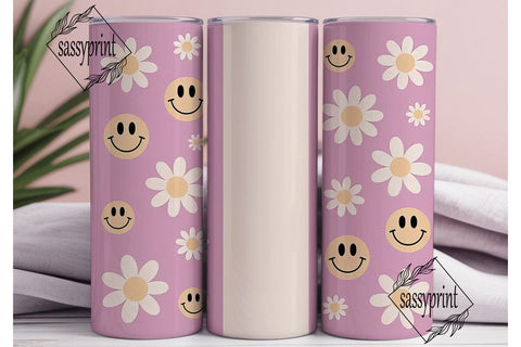 Retro Daisy Smiley 20oz Tumbler Wrap Sublimation sassyprint 