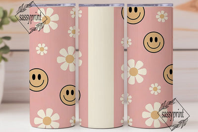 Retro Daisy Smiley 20oz Tumbler Wrap Sublimation sassyprint 