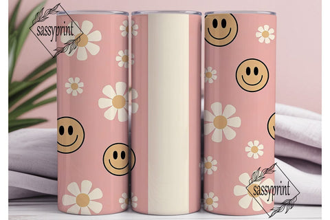 Retro Daisy Smiley 20oz Tumbler Wrap Sublimation sassyprint 