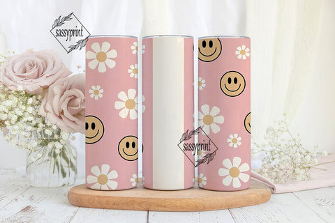 Retro Daisy Smiley 20oz Tumbler Wrap Sublimation sassyprint 