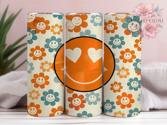 Retro Daisy Smiley Face Tumbler Wrap, Smiley Face Tumbler, Vintage Tumbler, 20oz Tumbler Wrap, Sublimation Design, Flower Power Tumbler, 70s Tumbler Sublimation Li Zamperini 