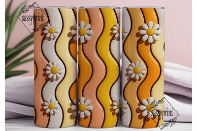 Retro Daisy Wavy Stripes 20oz Tumbler Sublimation sassyprint 
