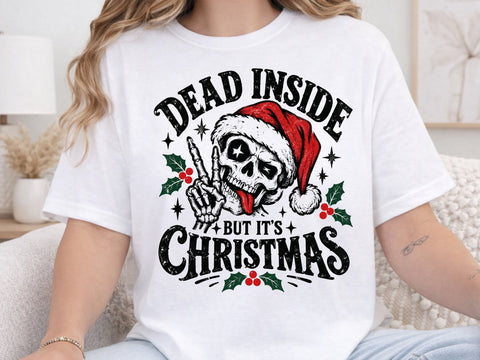 Retro Dead Inside Christmas Skeleton PNG SVG DesignDestine 