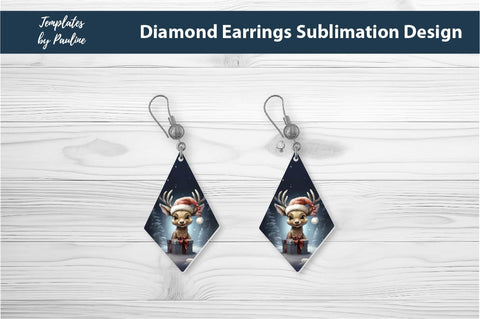 Retro Deer Christmas Earrings Sublimation Design Sublimation Templates by Pauline 