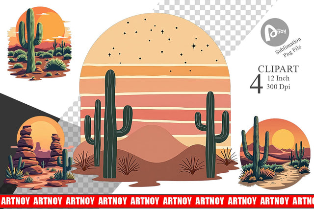 Retro Desert Vibes Clipart Sublimation artnoy 