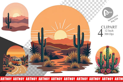 Retro Desert Vibes Clipart Sublimation artnoy 