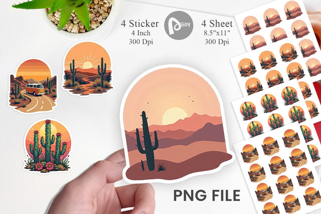 Retro Desert Vibes Sticker Sublimation artnoy 
