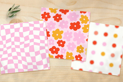 Retro Digital Paper Bundle, Groovy Seamless Patterns Digital Pattern Tori card store 