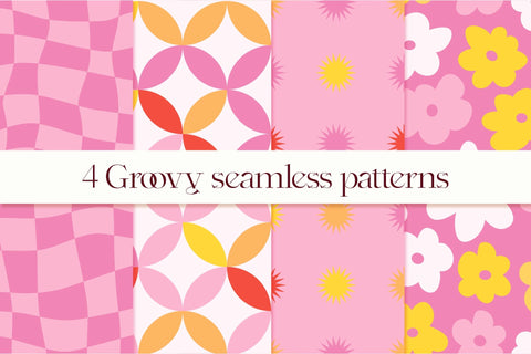 Retro Digital Paper Bundle, Groovy Seamless Patterns Digital Pattern Tori card store 