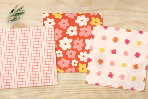 Retro Digital Paper Bundle, Groovy Seamless Patterns Digital Pattern Tori card store 