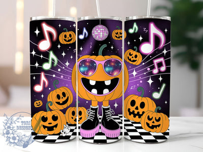 Retro Disco Pumpkin Halloween Tumbler, Disco Halloween Mug, Jack-O-Lantern Wrap, Spooky Funny Cup, 20Oz Sublimation Design, Vintage Pumpkin Drinkware, Groovy Halloween Tumbler Sublimation ToriDesigns 