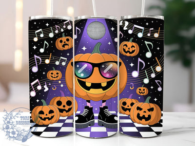 Retro Disco Pumpkin Halloween Tumbler, Disco Halloween Mug, Jack-O-Lantern Wrap, Spooky Funny Cup, 20Oz Sublimation Design, Vintage Pumpkin Drinkware, Groovy Halloween Tumbler Sublimation ToriDesigns 