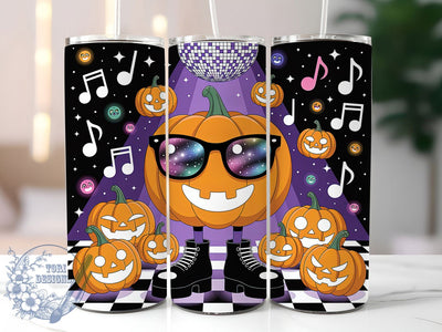 Retro Disco Pumpkin Halloween Tumbler, Disco Halloween Mug, Jack-O-Lantern Wrap, Spooky Funny Cup, 20Oz Sublimation Design, Vintage Pumpkin Drinkware, Groovy Halloween Tumbler Sublimation ToriDesigns 