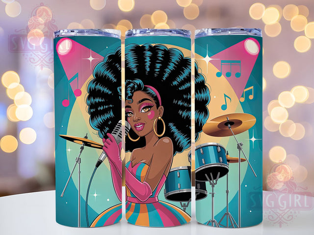 Retro Disco Singer Tumbler, Disco Music, Colorful Wrap, Sublimation Art, 20oz Tumbler, Retro Theme, Funky Style Sublimation SvggirlplusArt 