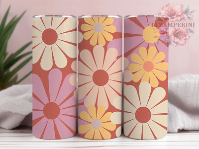 Retro Doodle Daisy Tumbler, Doodle Daisy, Floral Pattern, Vintage Style, Whimsical Art, 20Oz Tumbler, Sublimation Wrap Sublimation Li Zamperini 