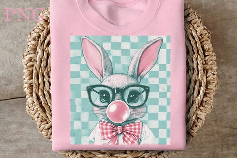 Retro Easter Bunny Blowing Bubble PNG, Happy Easter Sublimation, Easter Bunny Sublimation DesignPlante 503 
