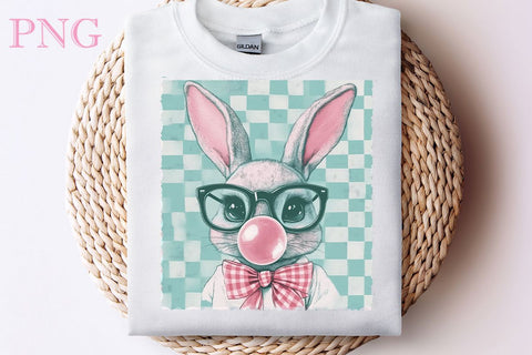Retro Easter Bunny Blowing Bubble PNG, Happy Easter Sublimation, Easter Bunny Sublimation DesignPlante 503 
