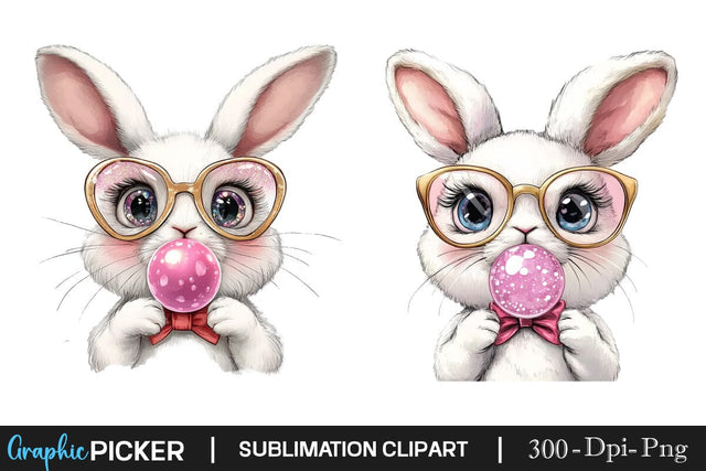Retro Easter Bunny Blowing Bubble PNG, Happy Easter Sublimation, Easter Bunny Sublimation DesignPlante 503 