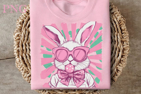 Retro Easter Bunny Blowing Bubble PNG, Happy Easter Sublimation, Easter Bunny SVG DesignPlante 503 