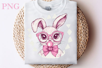 Retro Easter Bunny Blowing Bubble PNG, Happy Easter Sublimation, Easter Bunny SVG DesignPlante 503 