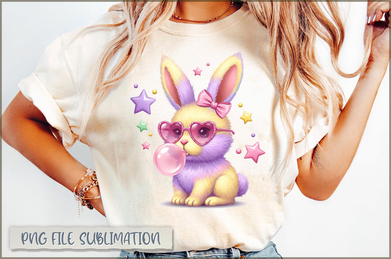 Retro Easter Bunny Coquette Glitter PNG Sublimation Shetara Begum 