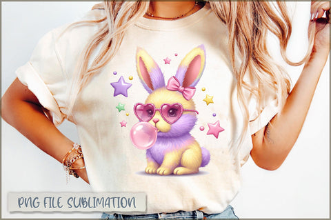 Retro Easter Bunny Coquette Glitter PNG Sublimation Shetara Begum 