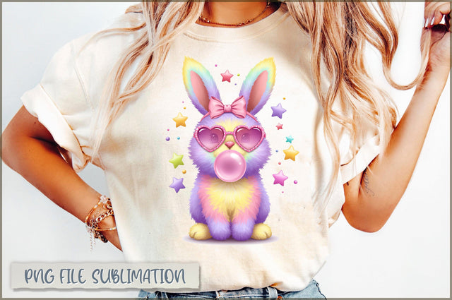 Retro Easter Bunny Coquette Glitter PNG Sublimation Shetara Begum 