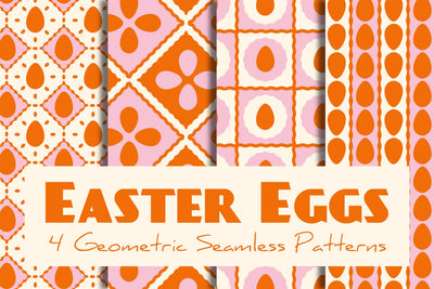 Retro Easter Eggs Geometric Seamless Patterns & Digital Papers Set Digital Pattern Rin Green 