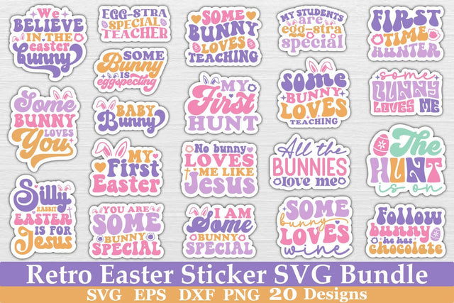 Retro Easter Sticker SVG Bundle SVG akazaddesign 