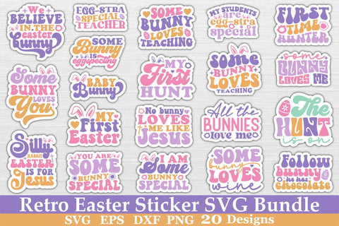 Retro Easter Sticker SVG Bundle SVG akazaddesign 