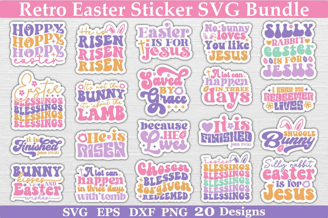 Retro Easter Sticker SVG Bundle SVG akazaddesign 