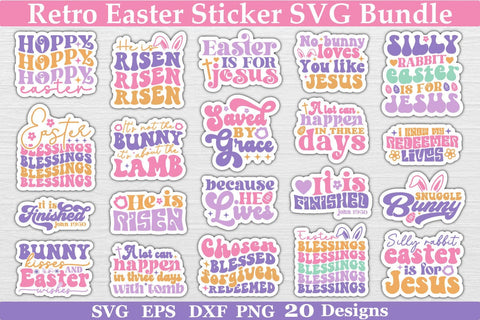 Retro Easter Sticker SVG Bundle SVG akazaddesign 