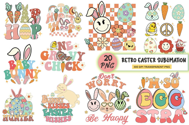 Retro Easter Sublimation Bundle Sublimation Rupkotha 