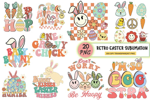 Retro Easter Sublimation Bundle Sublimation Rupkotha 