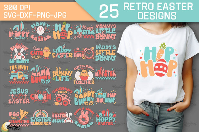 Retro Easter SVG Bundle. Retro Design. Easter Quotes SVG SVG Evgenyia Guschina 