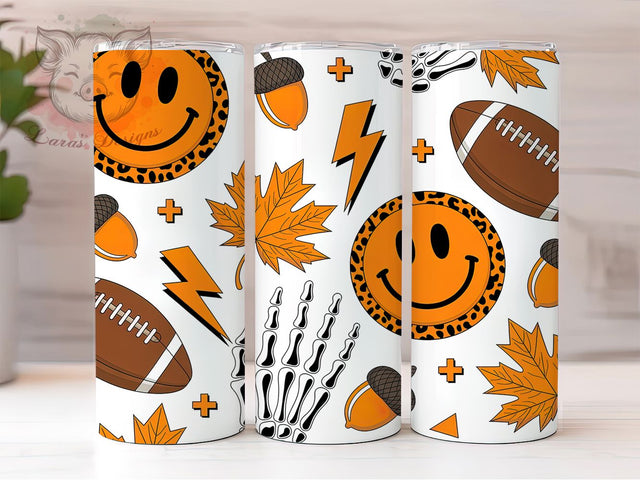 Retro Fall Football Tumbler Wrap, Fall Can Wrap, 20oz Sublimation, Vintage Football Cup, Autumn Sports Mug, Football Season Tumbler, Classic Fall Drinkware Sublimation Lara' s Designs 