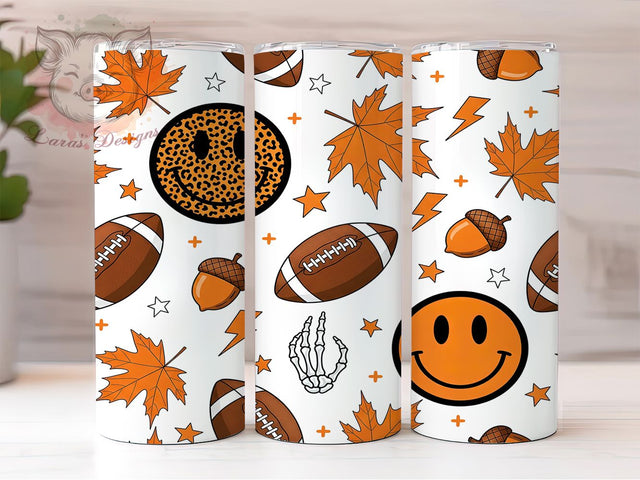 Retro Fall Football Tumbler Wrap, Fall Can Wrap, 20oz Sublimation, Vintage Football Cup, Autumn Sports Mug, Football Season Tumbler, Classic Fall Drinkware Sublimation Lara' s Designs 