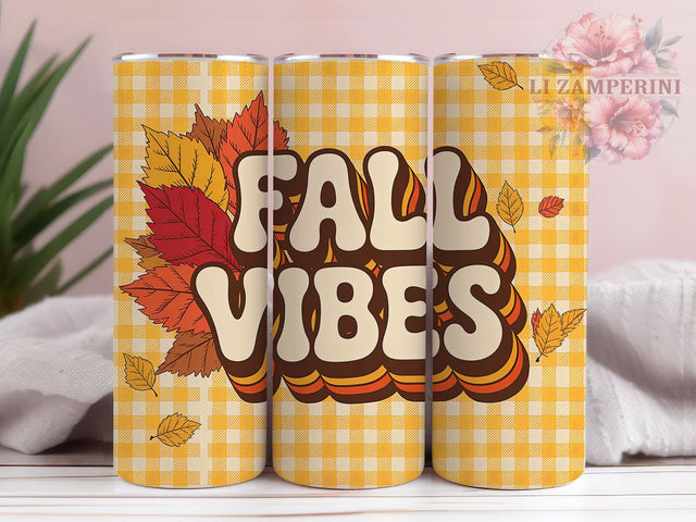 Retro Fall Vibes Groovy Tumbler, Fall Vibes Wrap, Vintage Autumn Cup, Cozy Fall Mug, Thanksgiving Tumbler, Autumn Drinkware, Groovy Fall Design Sublimation Li Zamperini 