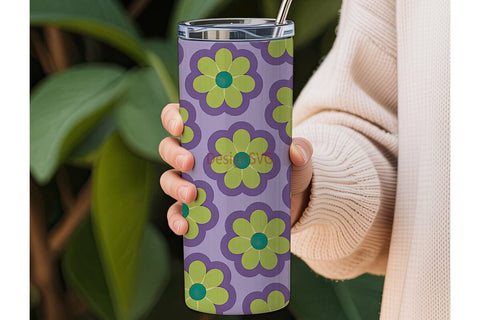 Retro Floral 20oz Tumbler Design Sublimation DesignSVG 