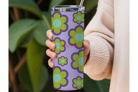 Retro Floral 20oz Tumbler Design Sublimation DesignSVG 
