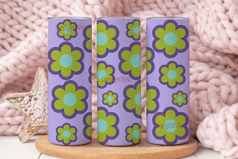 Retro Floral 20oz Tumbler Design Sublimation DesignSVG 