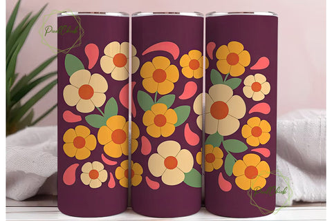 Retro Floral 20oz Tumbler Wrap Sublimation PixelChick 
