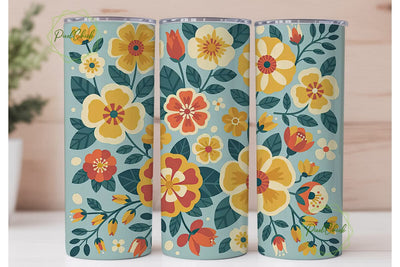 Retro Floral 20oz Tumbler Wrap Sublimation PixelChick 