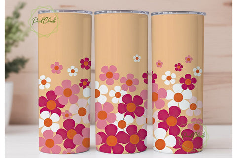 Retro Floral 20oz Tumbler Wrap Sublimation PixelChick 