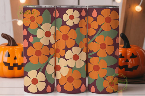 Retro Floral 20oz Tumbler Wrap Sublimation PixelChick 