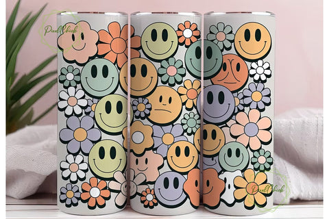 Retro Floral 20oz Tumbler Wrap Sublimation PixelChick 